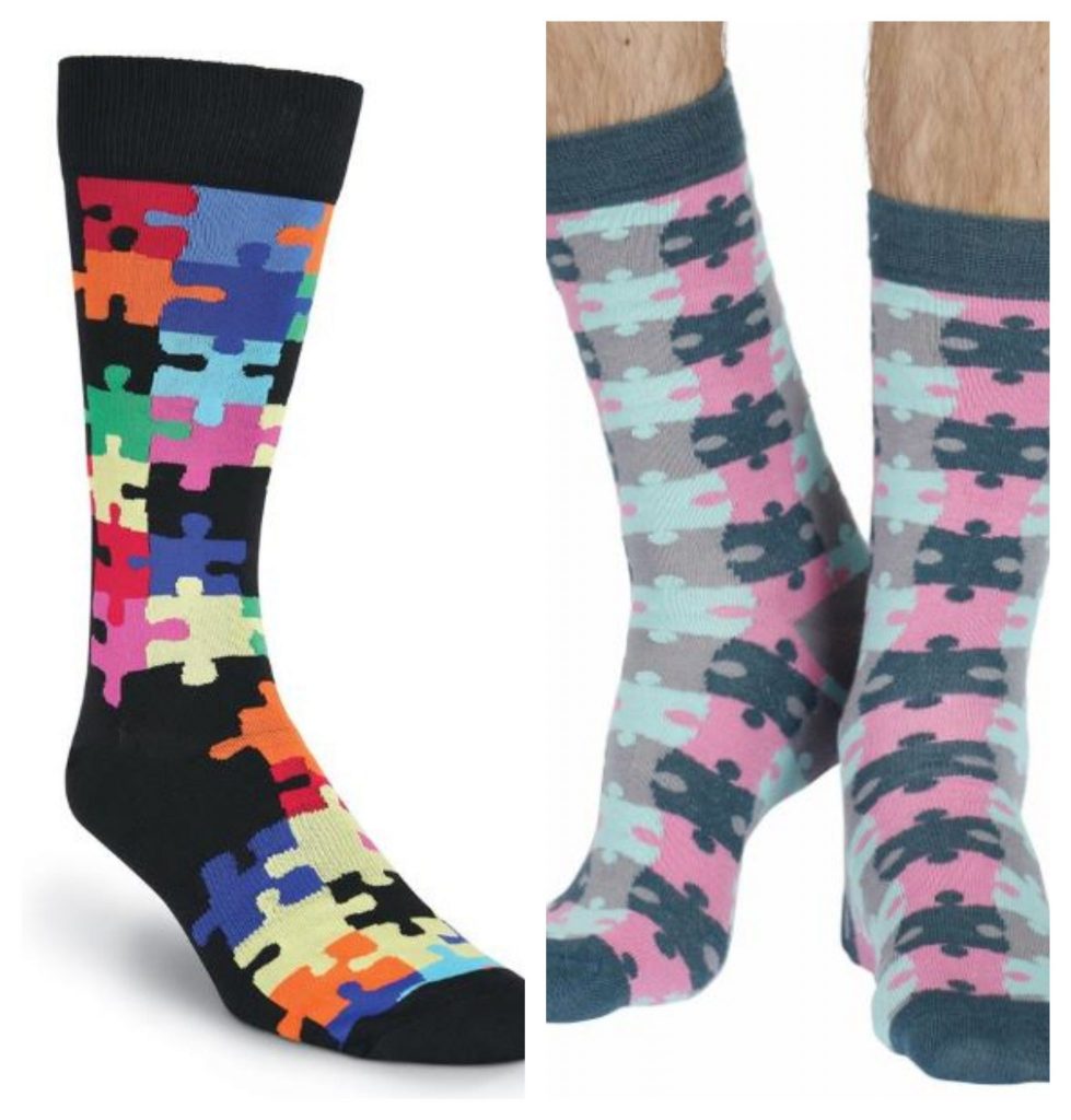 Jigsaw pattern socks