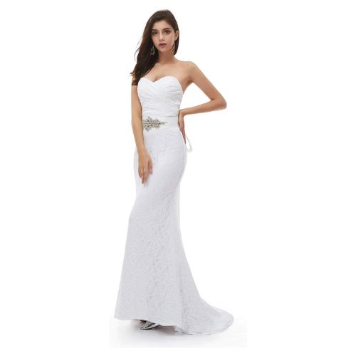 Engerla® Women's Mermaid Sweetheart Lace Rhinestone Long Wedding Dress