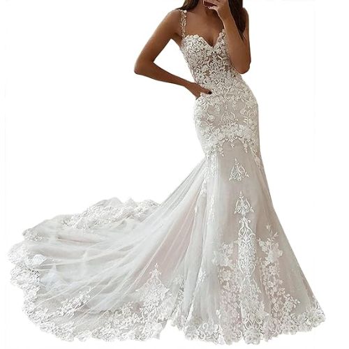 HDSLP Lace Strapless Wedding Dress Long